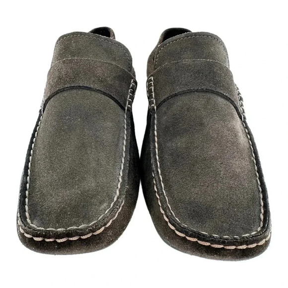 Banana Republic mens flats 9 chocolate brown suede square toe driving loafers - Picture 3 of 10